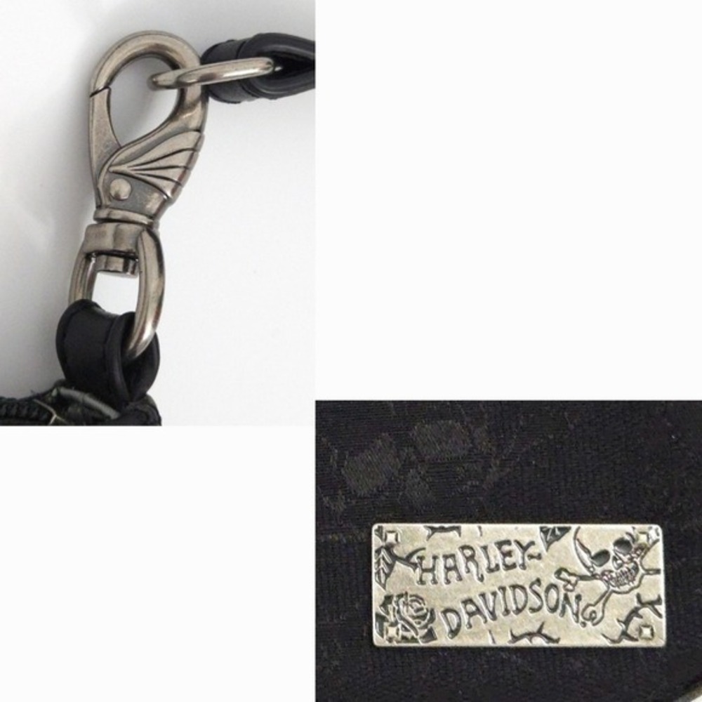 Harley Davidson Skull Black Jacquard & Leather Clip Bag Crossbody Handbag - Picture 7 of 7